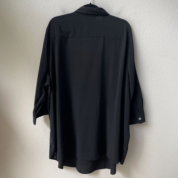 NEW Catherines Womens Plus 3X Black Blouse With Zipper Front & Pockets - Picture 7 of 7